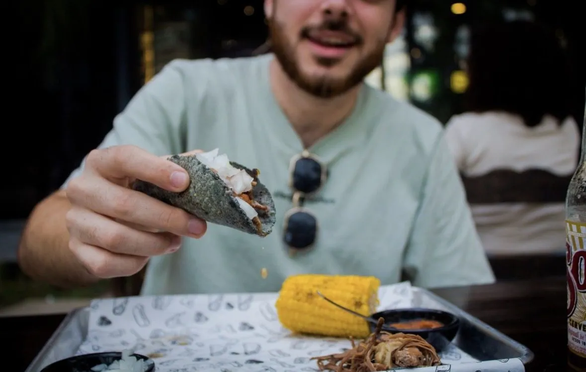 Taco servido en primer plano